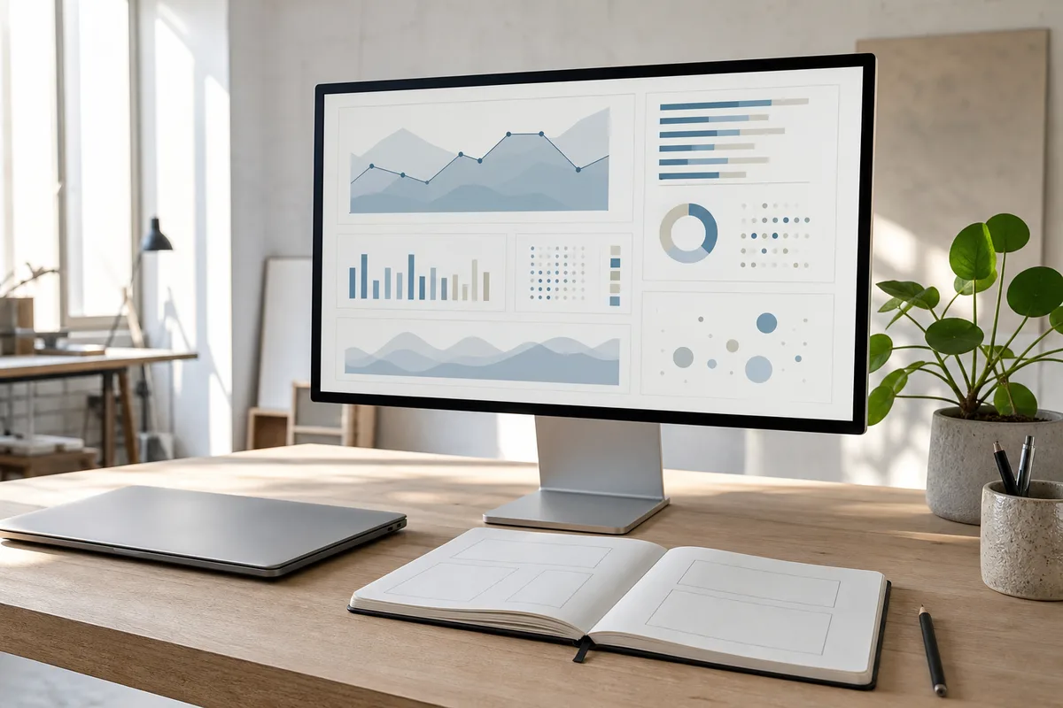 Tableau de bord de mesure d’audience affiché sur un écran de bureau