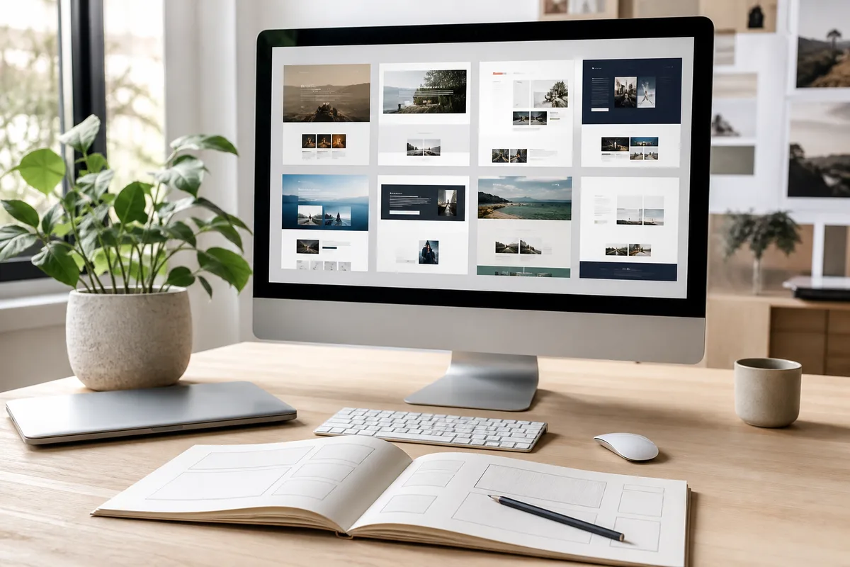 Vue d’une bibliothèque de thèmes WordPress avec plusieurs aperçus de mise en page